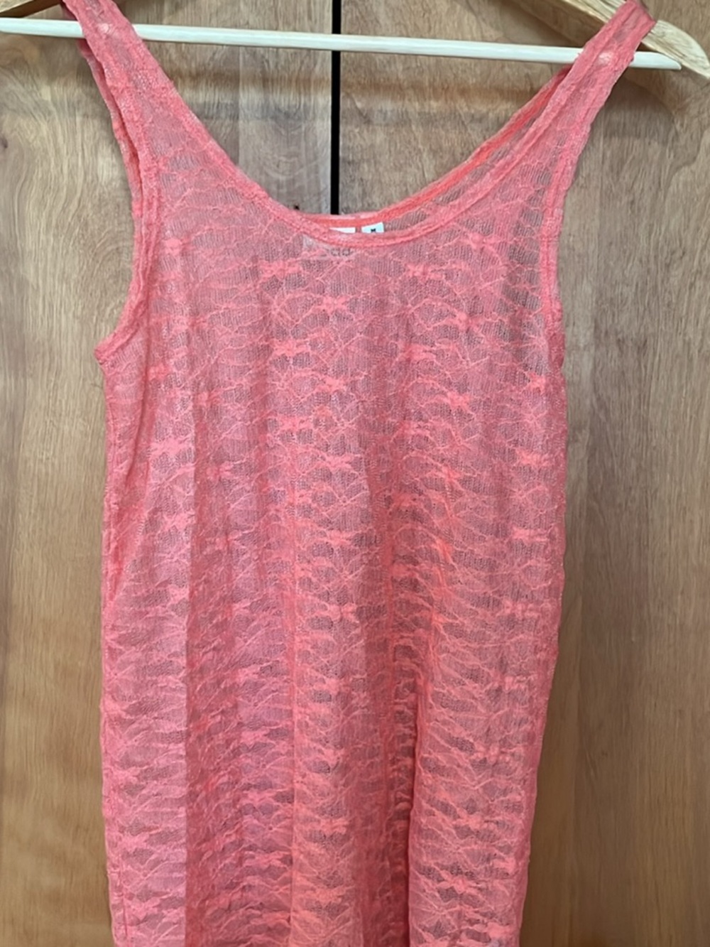 Vintage Y2K Sheer Layering Lace Tank Mudd Size Medium Coral